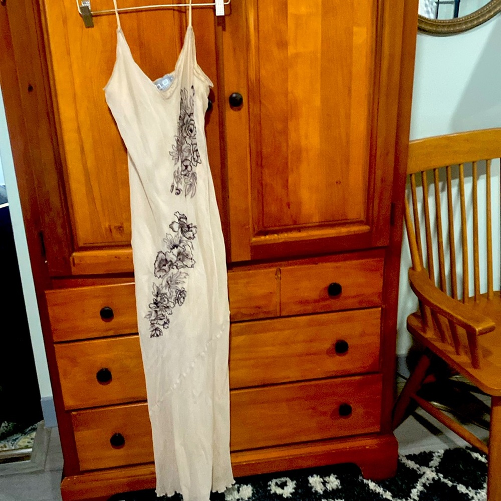 SHE By Sheri Bodell• Petite• Spaghetti Strap Sheer Dress w/ Floral Detail